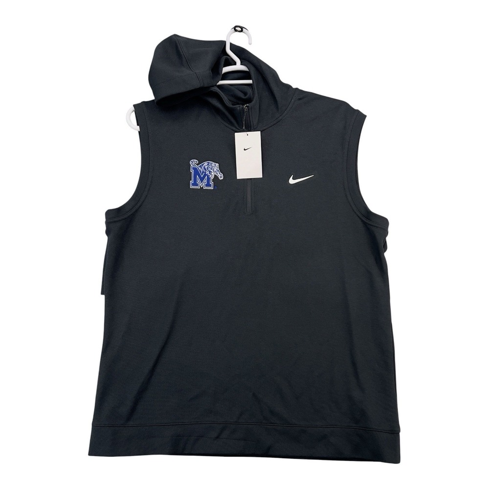 Nike Memphis Tigers Sleeveless Hoodie Vest Black Quarter Zip Men's XL NWT $95